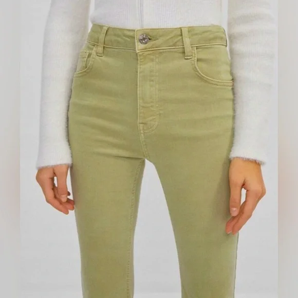 Bershka Kick Flair Jeans (Green, Size USA 10, NEW, Tags Included) - Picture 2 of 10